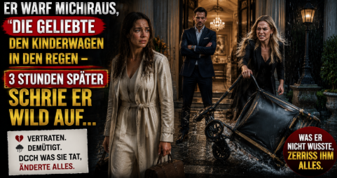 💥 „Er warf mich raus, die Geliebte den Kinderwagen in den Regen – 3 Stunden später schrie er wild auf…“