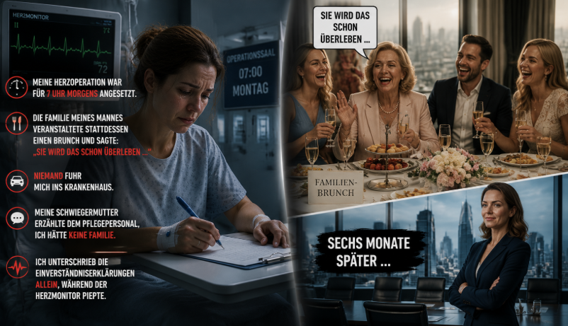 „Meine Herzoperation war um 7 Uhr angesetzt – doch die Familie meines Mannes feierte lieber einen Brunch“