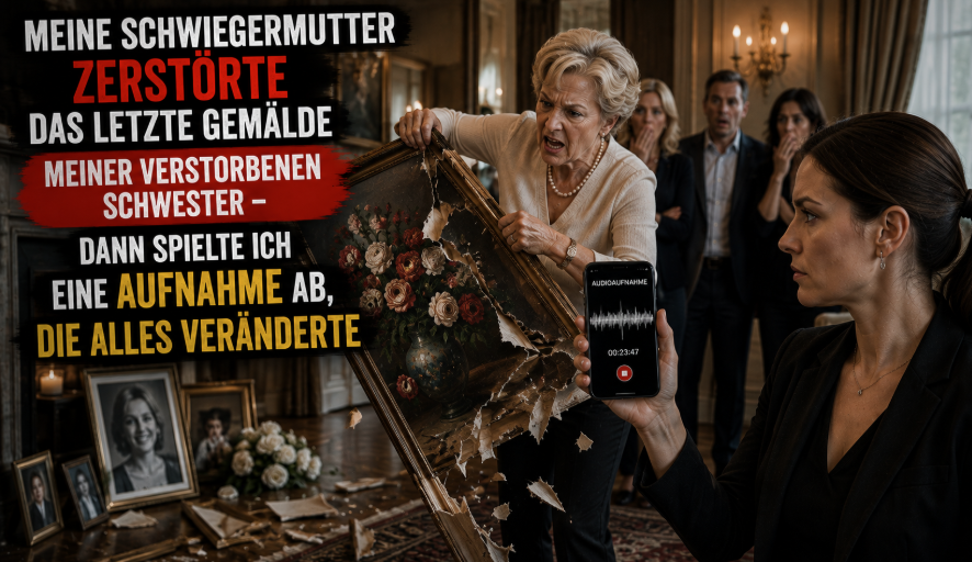 „Meine Schwiegermutter zerstörte das letzte Gemälde meiner verstorbenen Schwester – dann spielte ich eine Aufnahme ab, die alles veränderte“