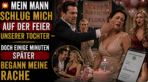 💥 Mein Mann schlug mich auf der Feier unserer Tochter – Doch einige Minuten später begann meine Rache