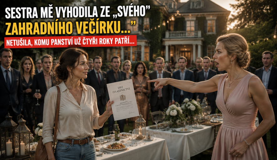 Sestra mě vyhodila z „vlastního“ zahradního večírku. Netušila, že celé panství už čtyři roky patří mně